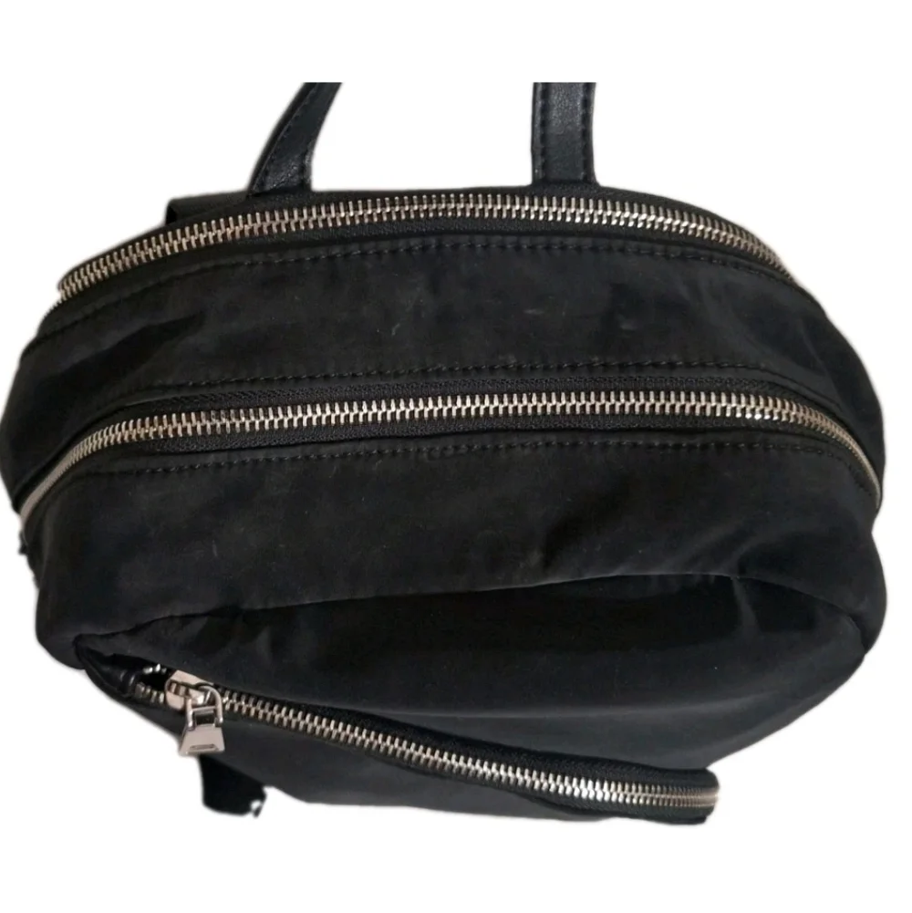 Dkny Black Faux Leather Soft Zip Multi Compartment Sport Backpack Guitar Strap